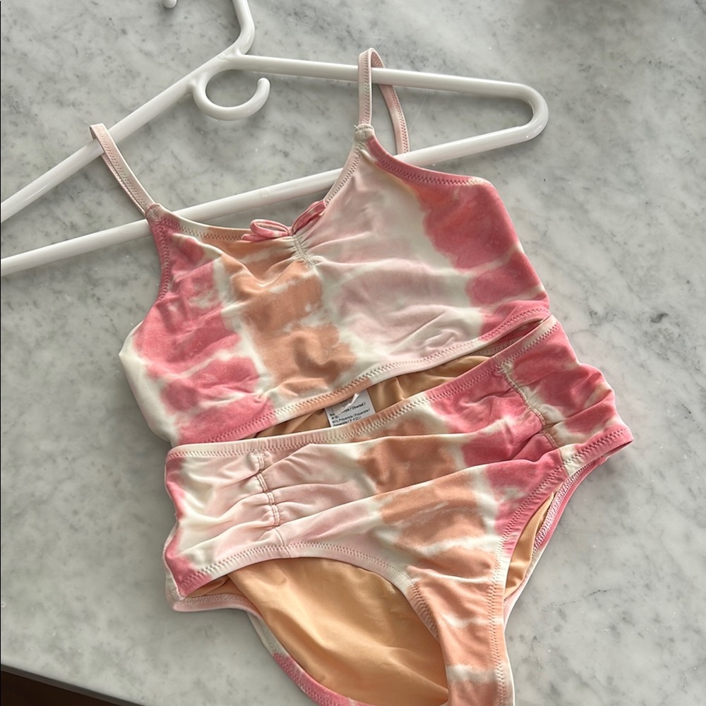 Girls Crewcuts Tie-Dye Bikini Set in Pink and Orange